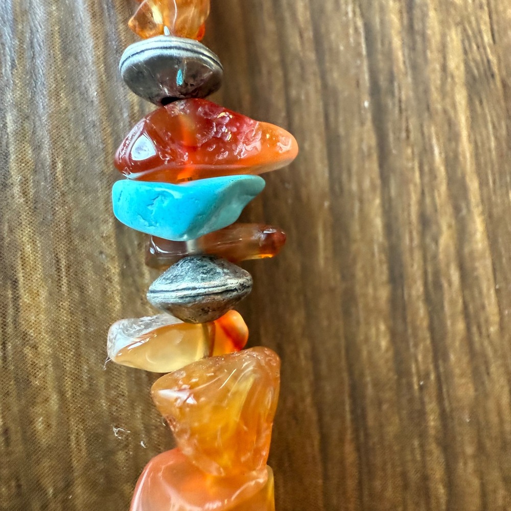 Peyote Bird Free Spirit Necklace Carnelian Orange Turquoise Silver Pendant CWC - Picture 5 of 10
